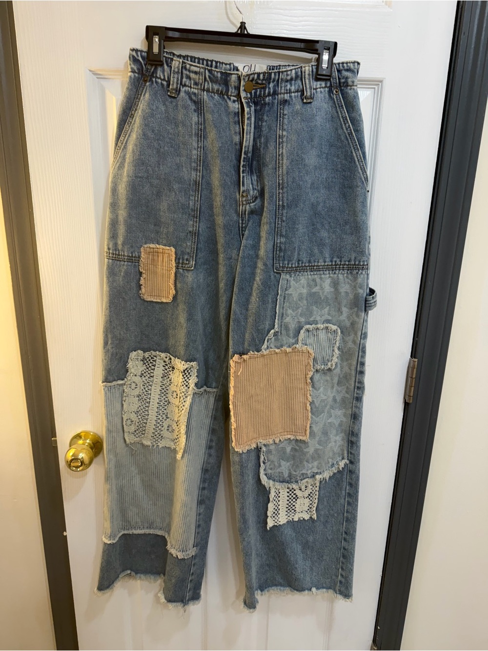 OH Women’s Patchwork Wide-Leg Denim Jeans - Light Blue